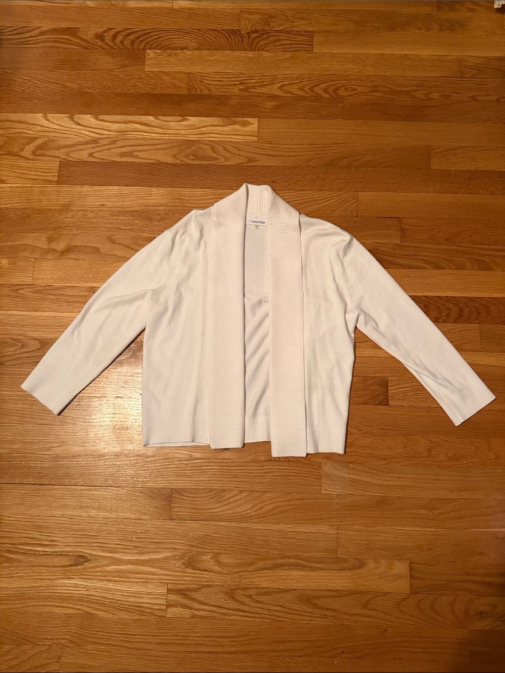 Lightweight Open-Front White Cardigan Jacket
